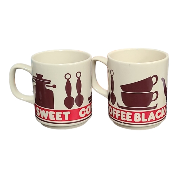 2 VINTAGE Sweet Coffee & Coffe Black Mugs - Picture 9 of 16